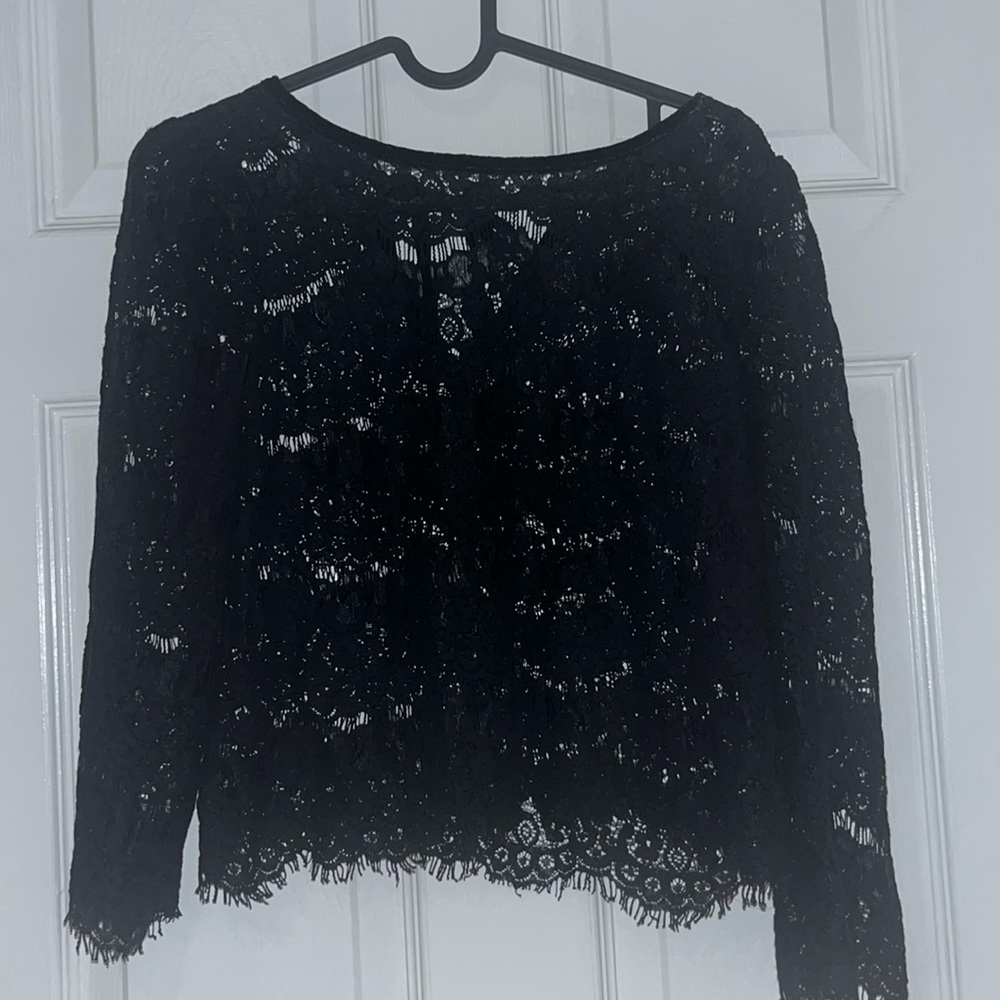Net Black Full Sleeve Shirt With tie in back
